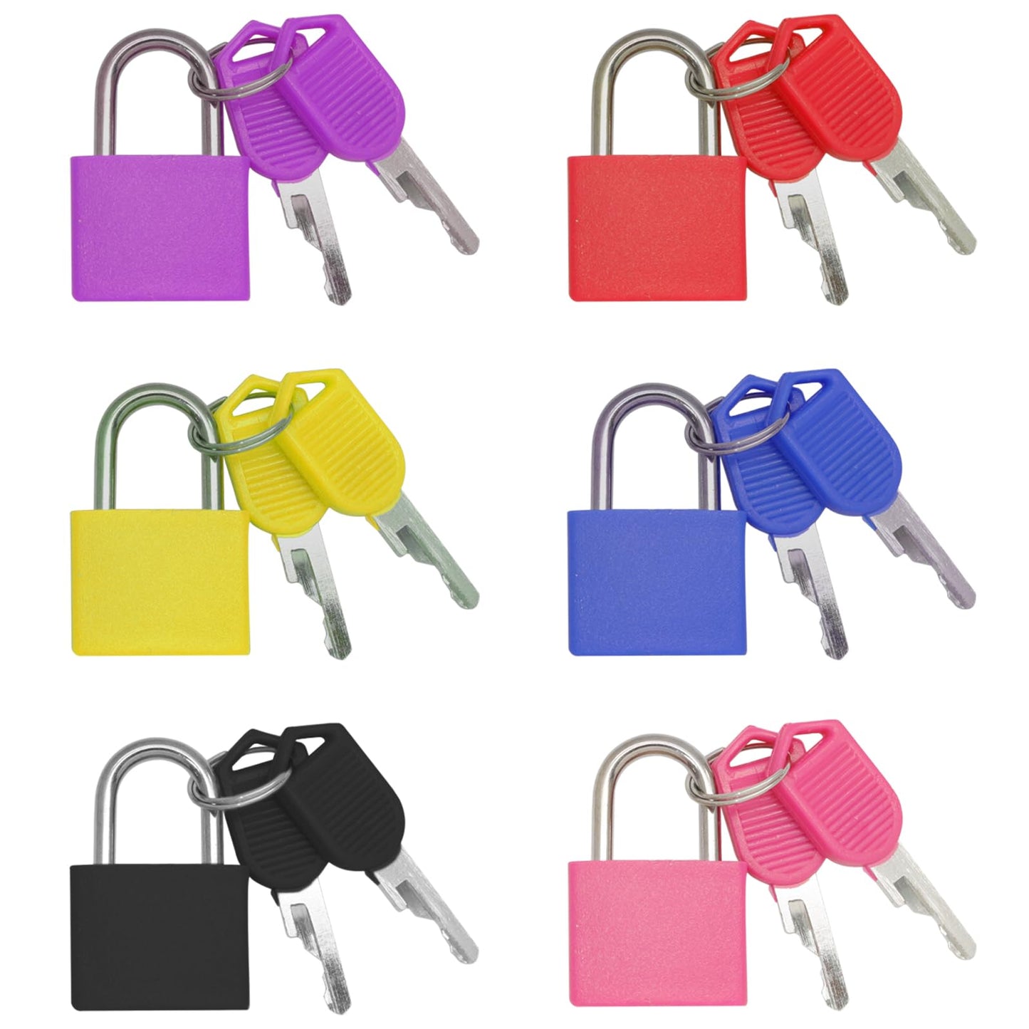 Bonsicoky 6 Pack Suitcase Locks with Keys - Multicolor Metal Luggage Padlocks - Mini Keyed Padlocks for Suitcase, Backpack, Boxes, Travel Bags, Locker
