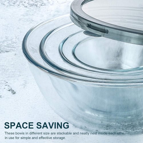 MCIRCO Glass Mixing Bowls Set - 4 Nesting Bowls with Lids for Meal Prep & Food Storage | BPA-Free, 0.8-4.8 Qt