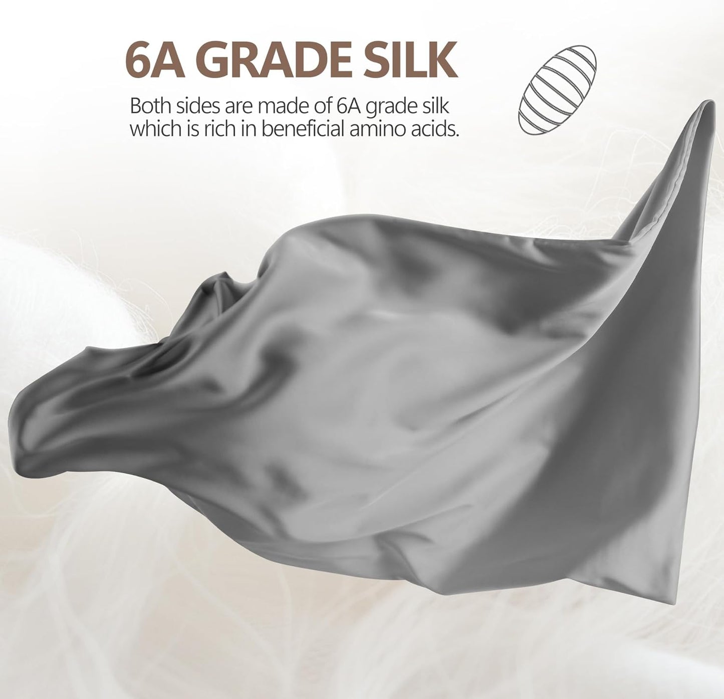 Skiennix 100% Mulberry Silk Pillowcases - Hypoallergenic & Anti-Aging, 2 Pack | Gray, Standard Size