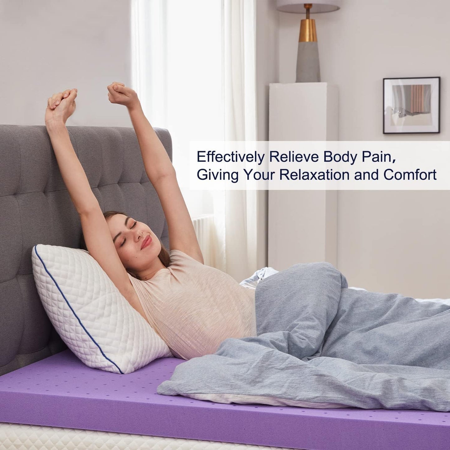 SINWEEK Gel Memory Foam Mattress Topper - Ventilated & Soft Pressure Relief | Queen Size, CertiPUR-US Certified