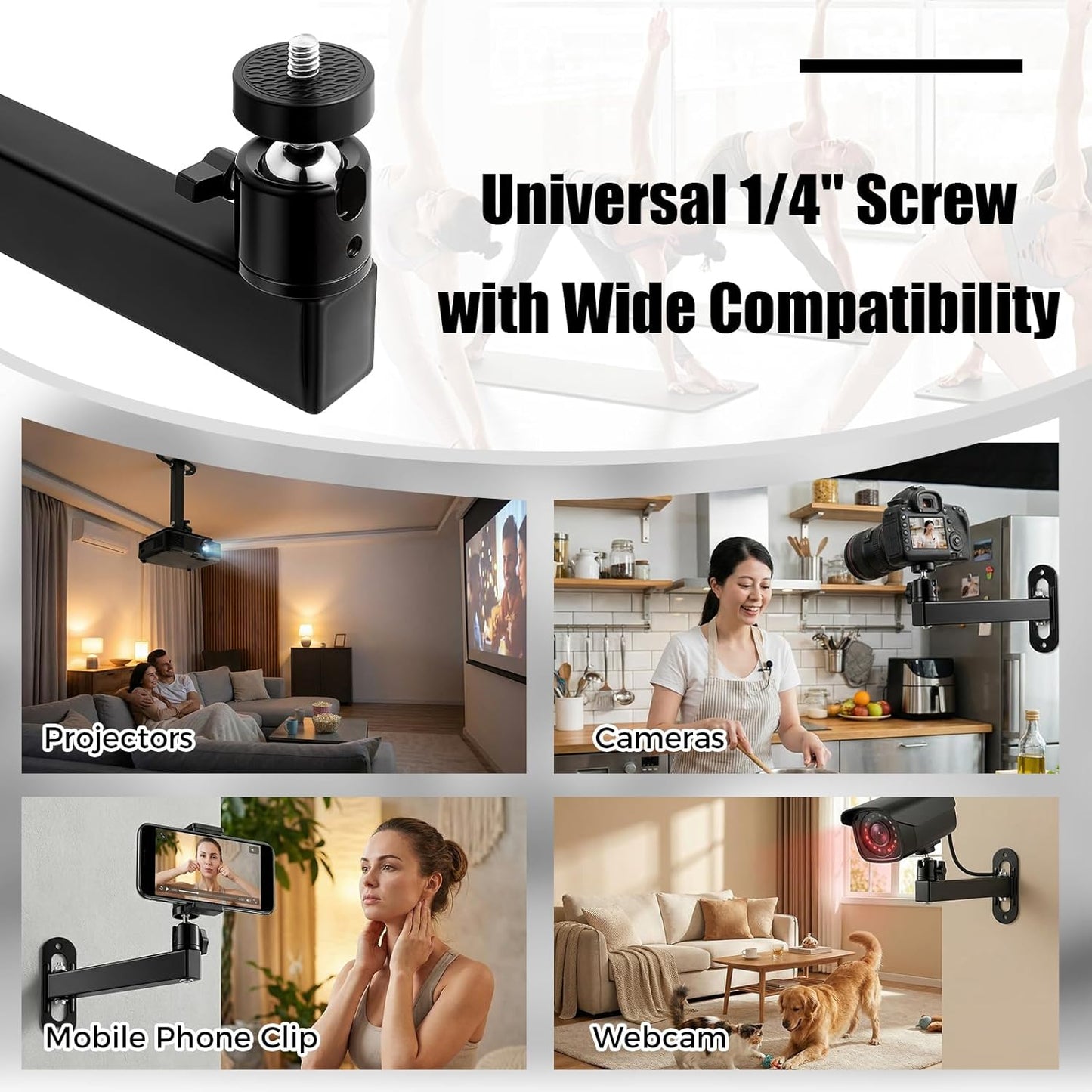 CroBlissful 1/4 Inch 360 Setup Projector Stand, Wall and Mini Ceiling Mount with Thread, Degree Rotation, Adjustable