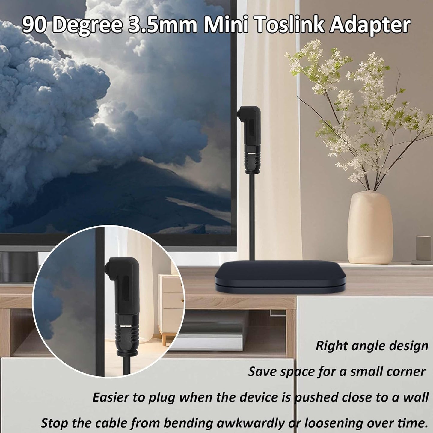 YARCHONN 90 3.5mm 4pcs Mini Toslink Adapter Digital Fiber Optical Audio Female to Degree Jack Mini Toslink Right Angle