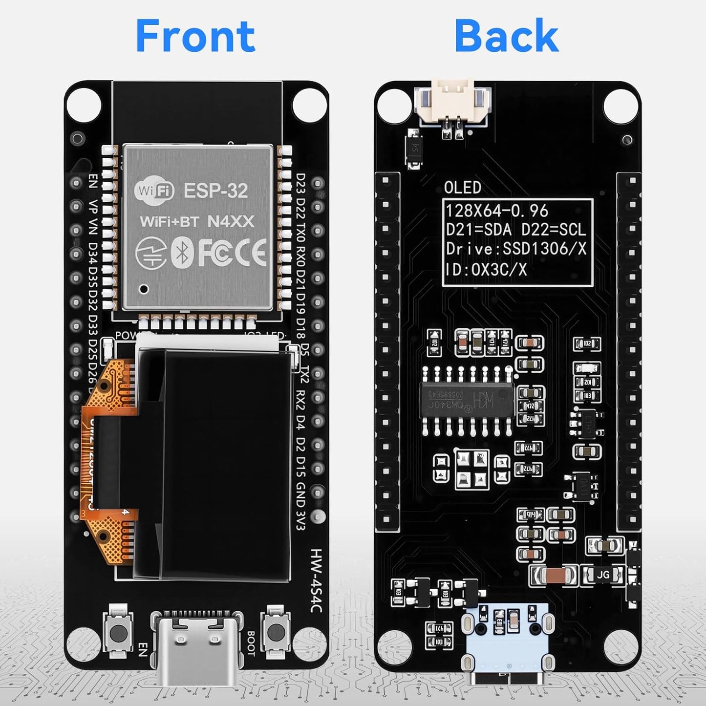 Meshnology ESP32 ESP-32S ESP-WROOM-32 0.96 inch 2.4GHz 30 Development Board mit OLED Display Dual-Mode Development