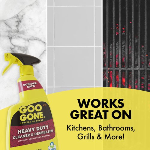 Goo Gone Heavy Duty Cleaner & Degreaser Spray With Microfiber Cleaning Towel – Cuts Through Tough Grease, Oil & Grime - 32 Oz (1 Pack + Towel)
