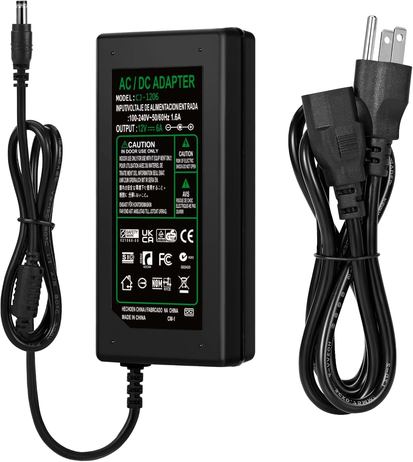 FDALUMIS 12V 6A 72W 100-240V 50-60Hz 12 6 5.5mm 2.5mm 12V 72W Power Supply Adapter, AC/DC Transformer to Volt Amp