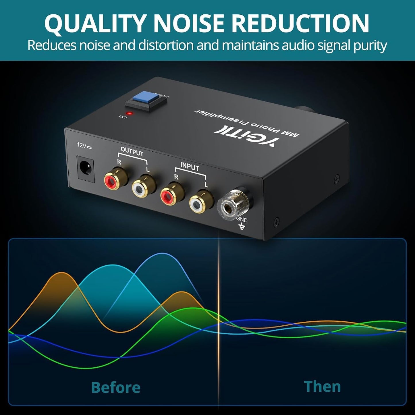 MM 3.5mm 12V 1A Phono Preamp for Turntable, Mini Stereo Phono Preamplifier with Volume Control, Low Noise Operation