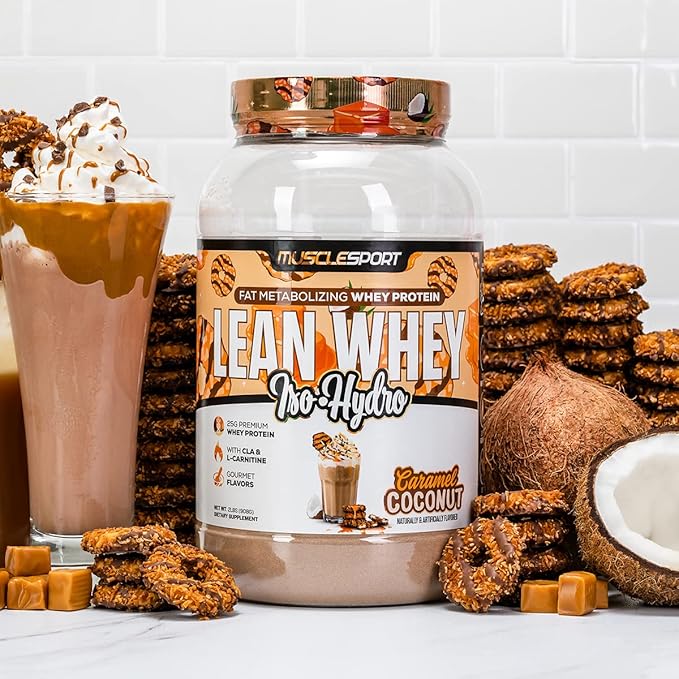 Musclesport Lean Whey Revolution??Protein Powder - Whey Protein Isolate - Low Calorie, Low Carb, Low Fat, Incredible Flavors - 25g Protein per Scoop (2LB, Coconut Caramel)