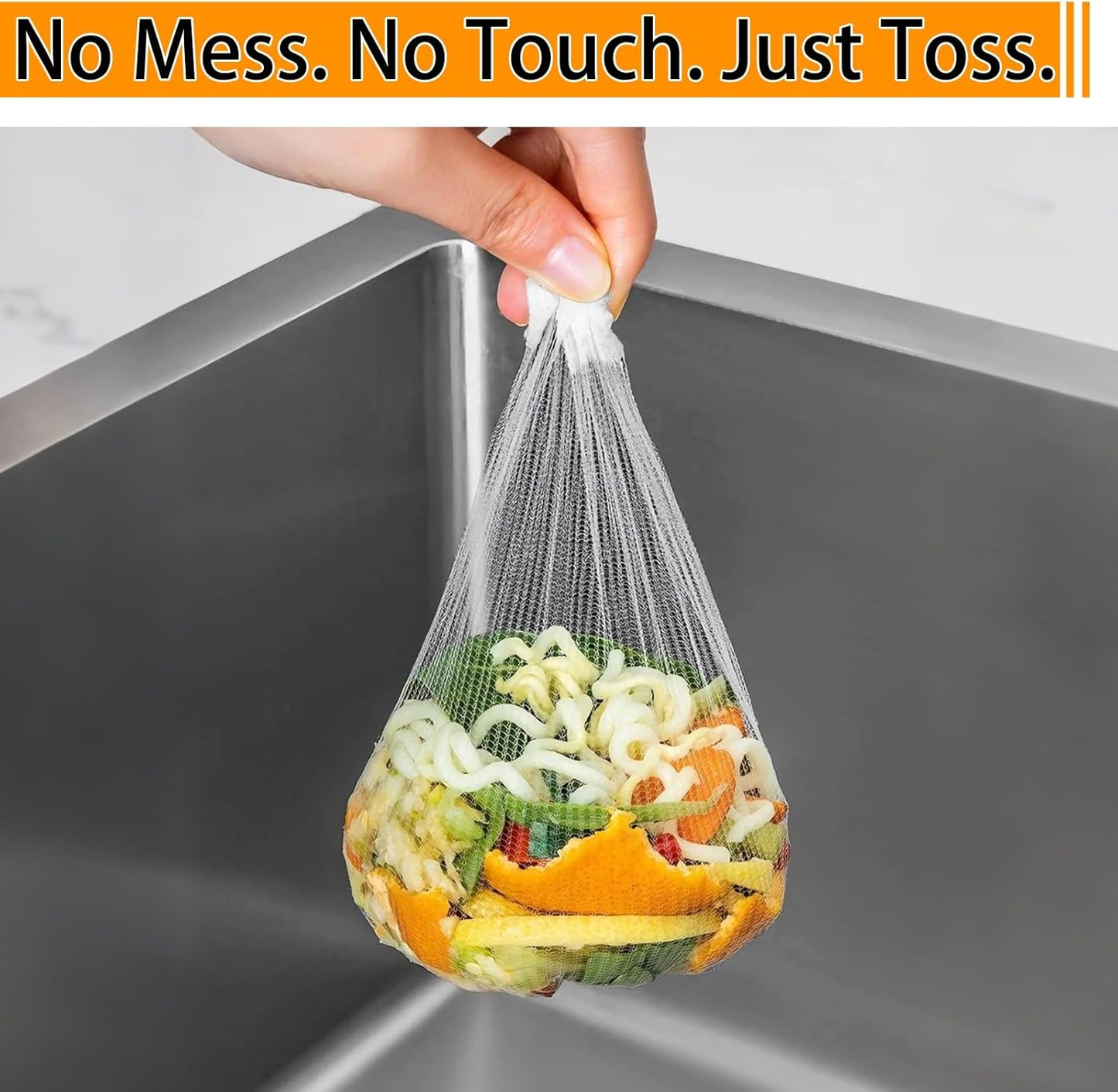 Skiennix Disposable Sink Strainer Bags - Ultra-Fine Elastic Mesh Food Catcher | 400 Pack for Kitchen Drains