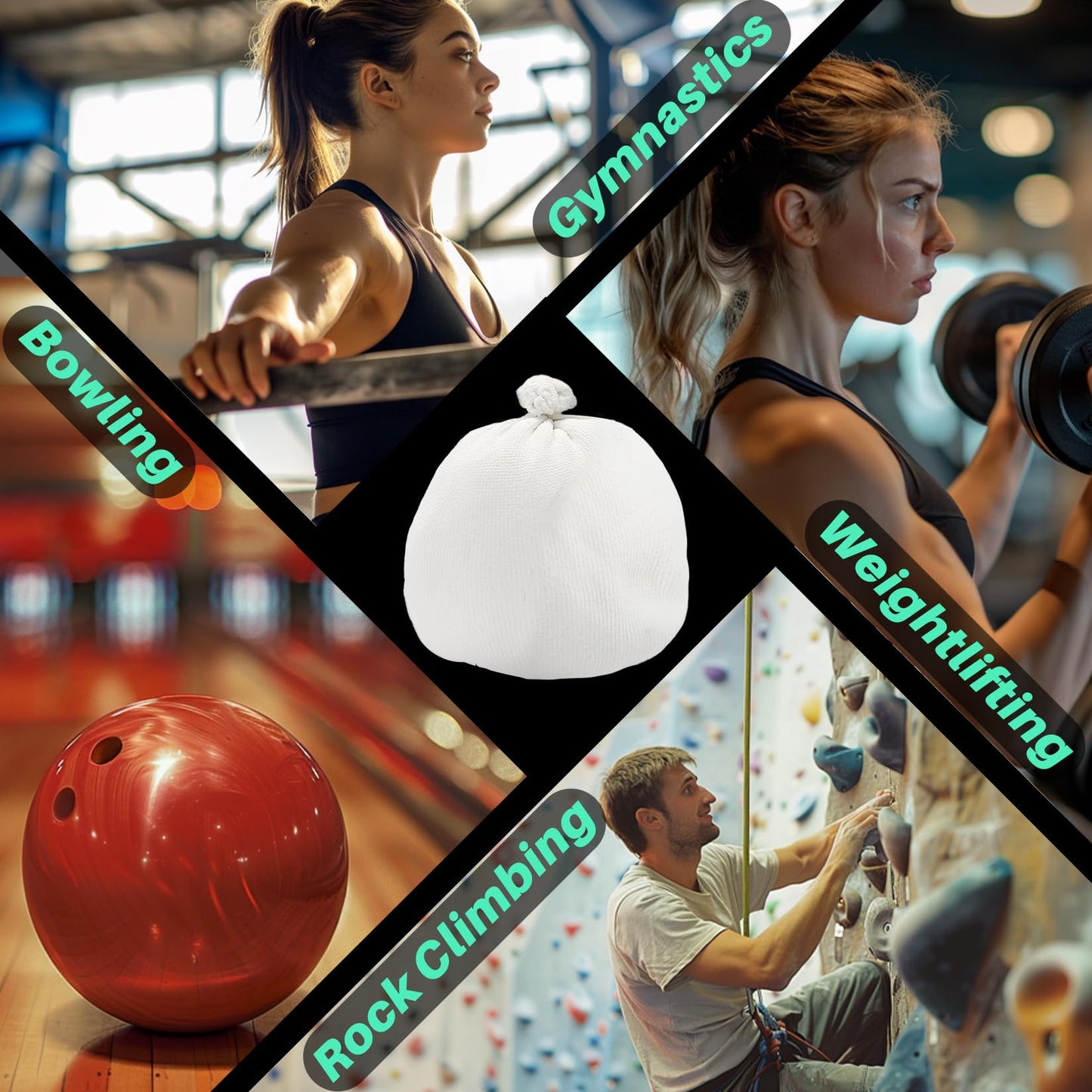 RAINFLOW 2PCS Chalk Ball - Climbing Chalk Gymnastics Magnesium Lifting for Gym, Gymnastics, Grip, Climbing, Weightlifting (2PCS Chalk Ball)