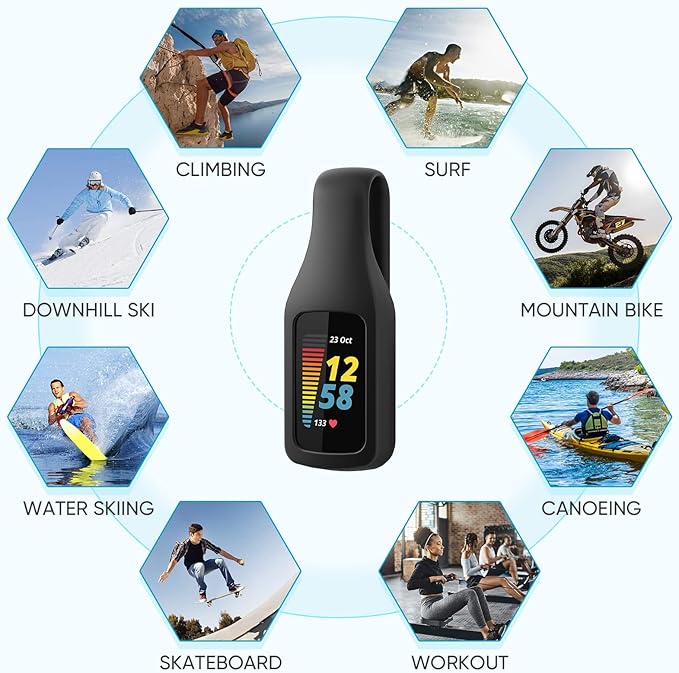 lepmok Clip Holder Accessory for Fitbit Charge 6/5 (Black)