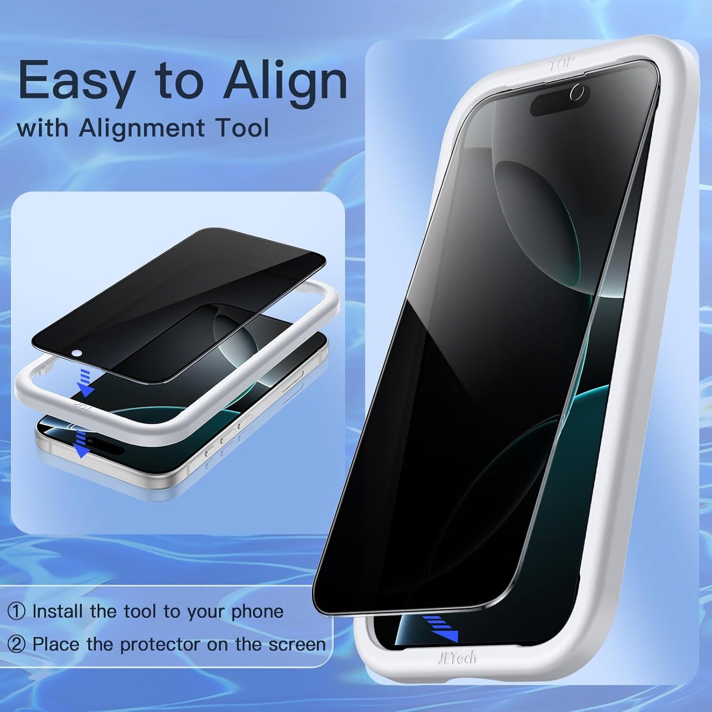 16 6.3-Inch, 2-Pack JETech Privacy Full Coverage Screen Protector for iPhone Pro Black Edge Anti-Spy Tempered Glass