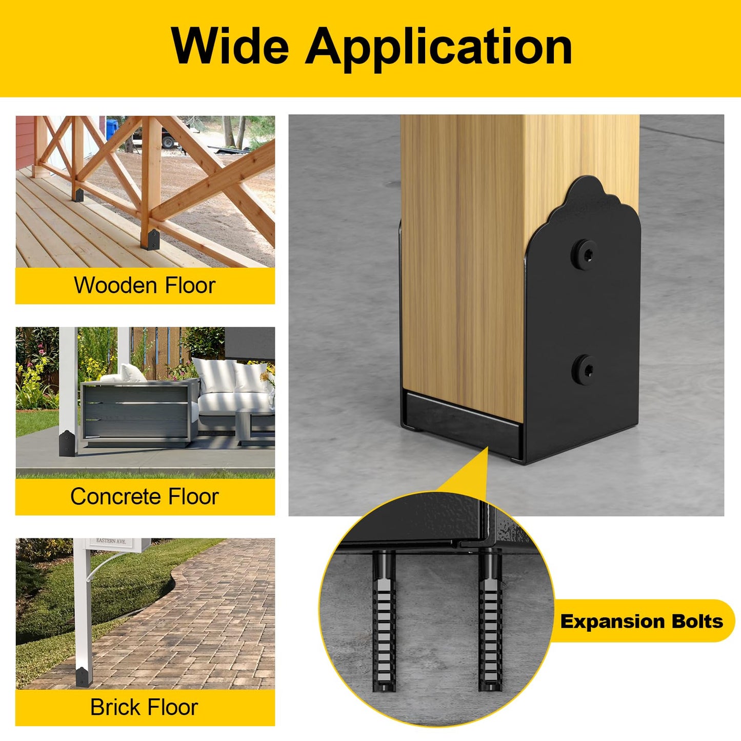 4x4 Post Base, 2Pcs Stainless Steel Adjustable Post Anchor Bracket (Internal 3.5 x 3.5), Adjustable Post Base for Pavilion Deck Porch Handrail Railing Support Decorative Anchor Plate