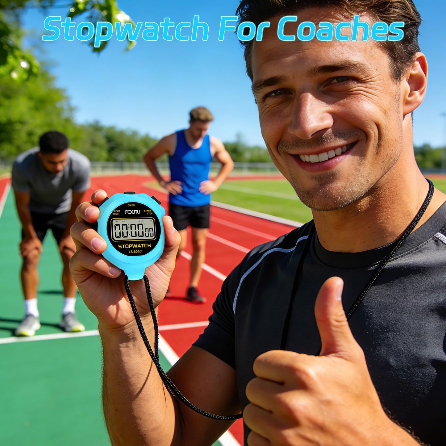 FCXJTU Digital Simple Stopwatch Timer, No Bells, No Alarm, Simple Basic Operation, Silent, Clear Display, ON/Off, Large Display for Running Training Sports Kids Coaches Referees Teachers