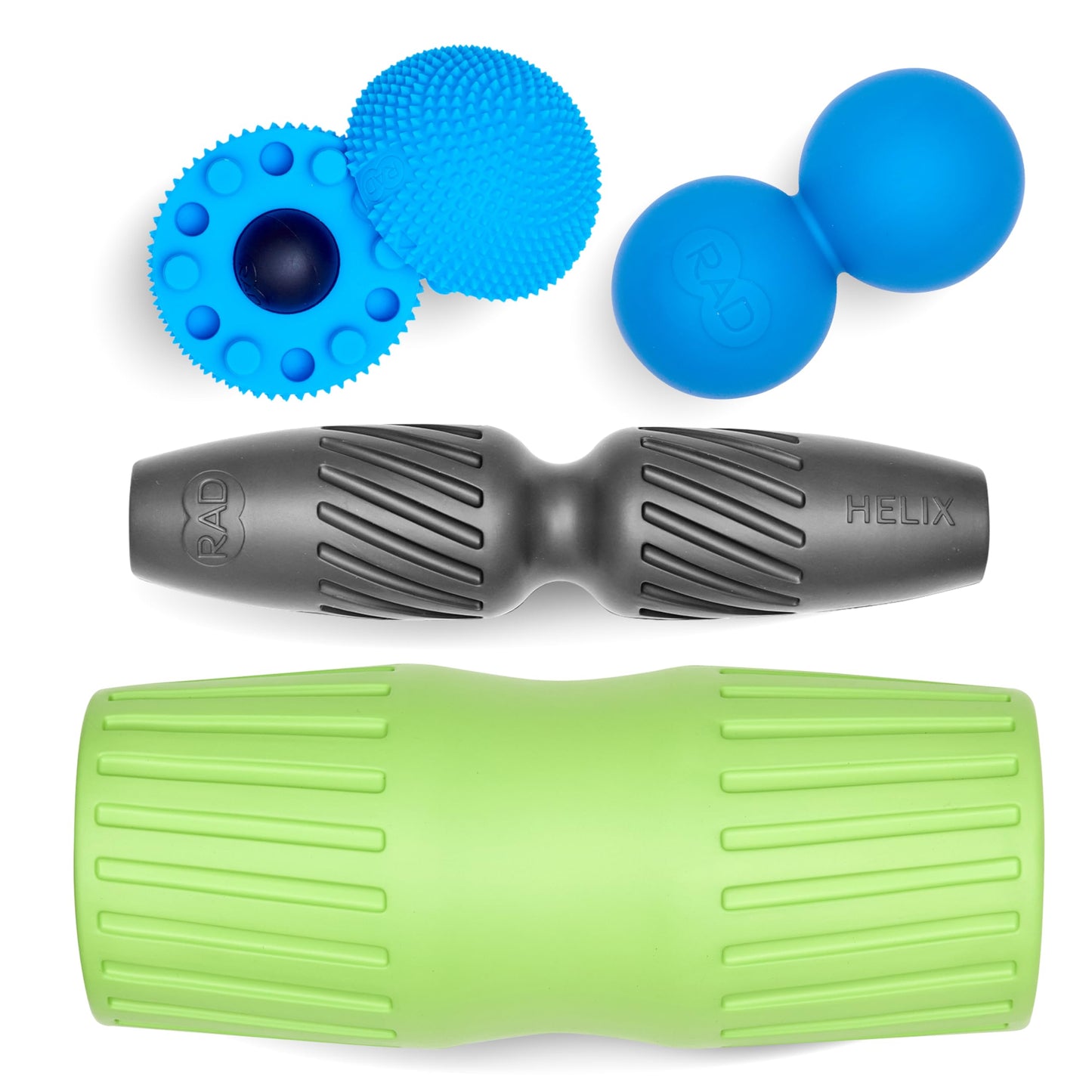 RAD Back Relief Massage Set – Myofascial Release Bundle for Back Pain, Muscle Recovery, and Mobility - Includes Exercise Foam Rollers, XL Peanut Massage Ball, and Neuro Ball Foot Roller