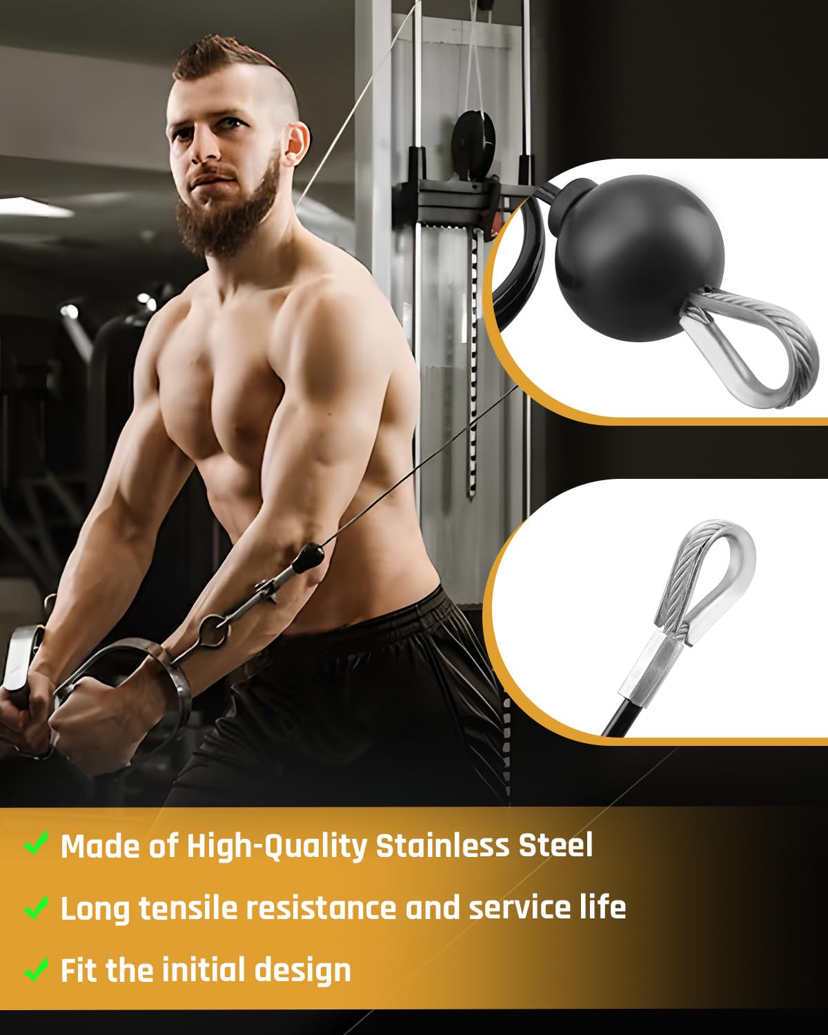 FurnyQuaint LAT Pulldown 41” Cables Fit for Bowflex Xtreme and for Xceed Heavy-Duty Replacement, for Strength Training