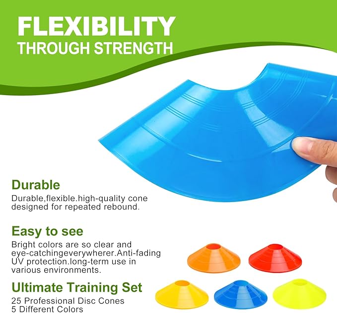 Ashsajkd(Set of 25/50/100 - Agility Soccer Cones with Carry Bag and for ï¼?Football Cones for TrainingFootball, Basketball, Coaching, Agility Cones for Indoor and Outdoor Games
