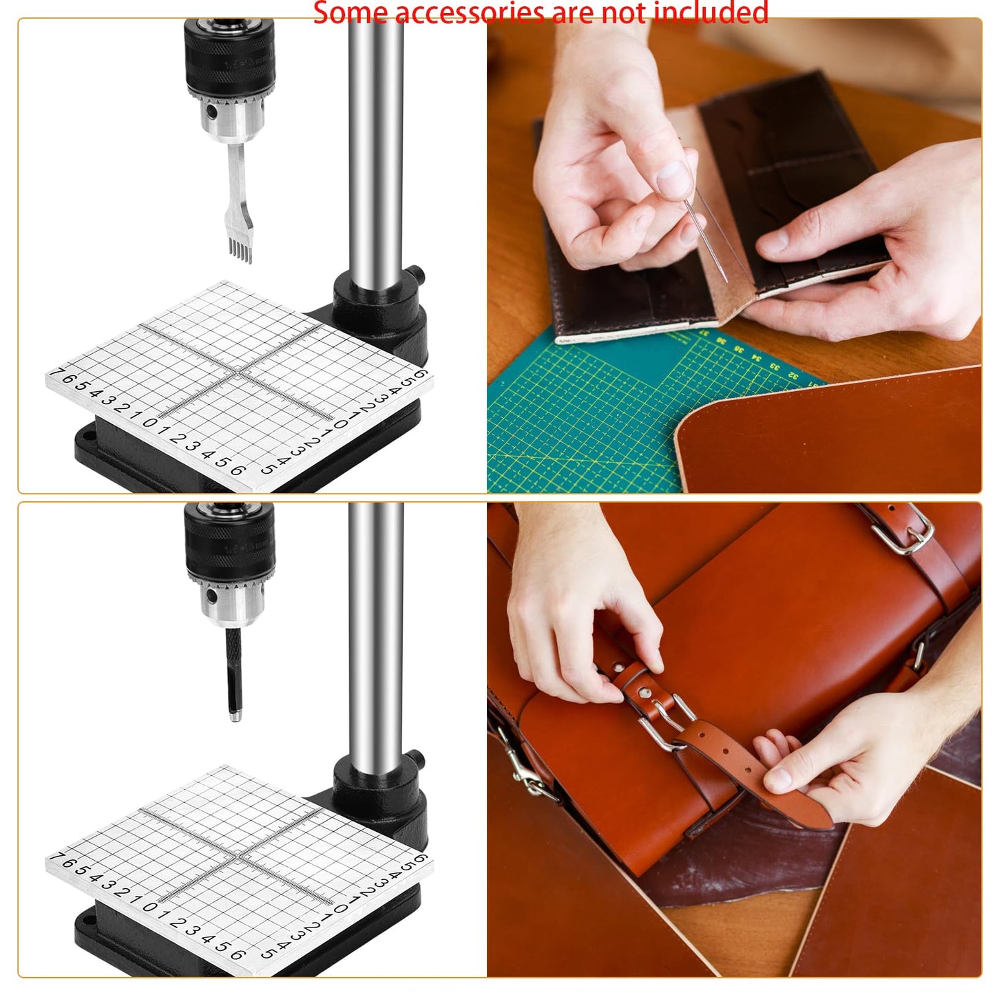 Leather Press Machine,Hole Puncher Hand Punching Machine with 21pcs Punch Tool Include Rivet Setter, Snap kit Tool and 480pcs Rivets | Stainless Steel Pillar | Punch Puller for DIY Leather Craft