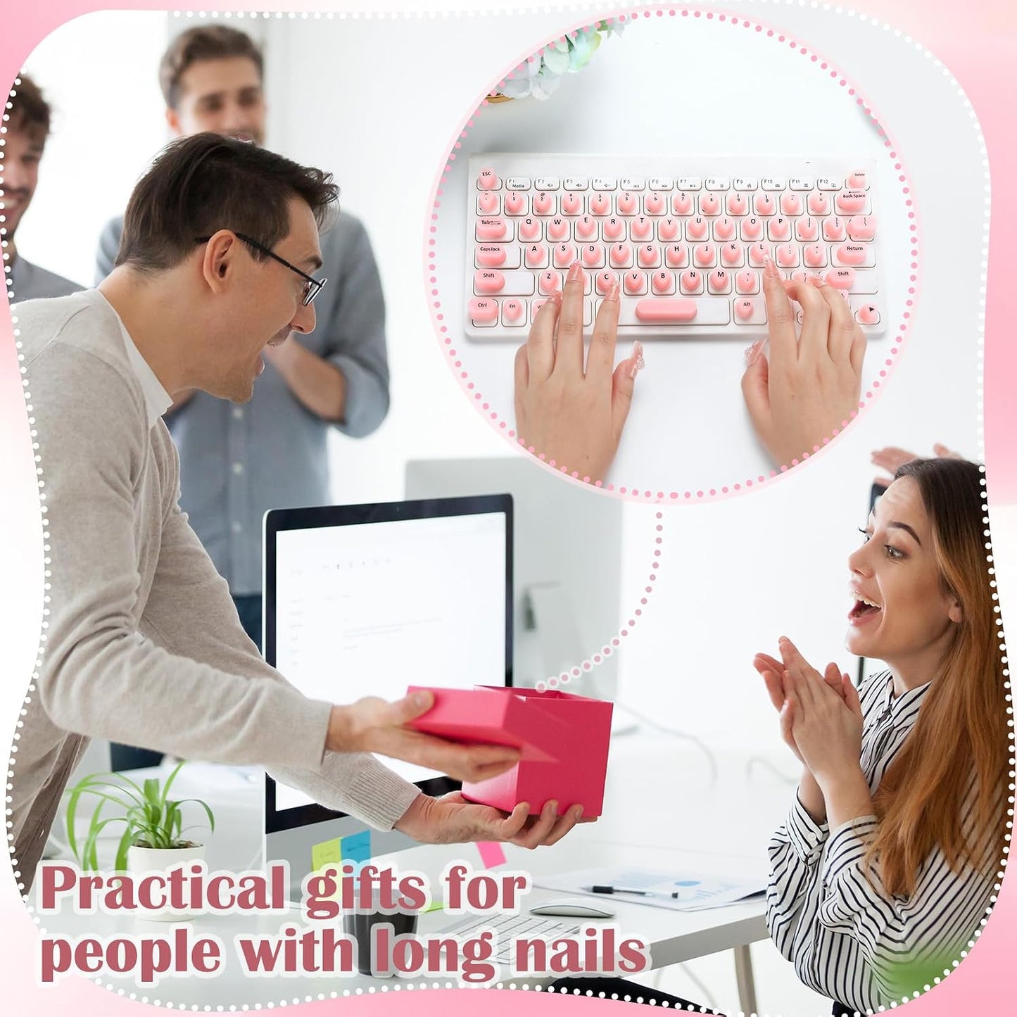 Kingdder 70 Pcs Raised Keyboard Stickers for Long Nails with Letters - Universal Raised Adhesive Nail Art Keyboard