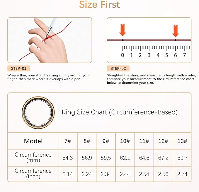 Fit Ring, Smart Health Rings for Women Men with Heart Rate,Blood Oxygen,HRV,Stress Level, Sleep Monitor, Step Tracker, No Subscription Fee, IP68 Waterproof Smart Ring for iphone &Android (Gold, 13#)