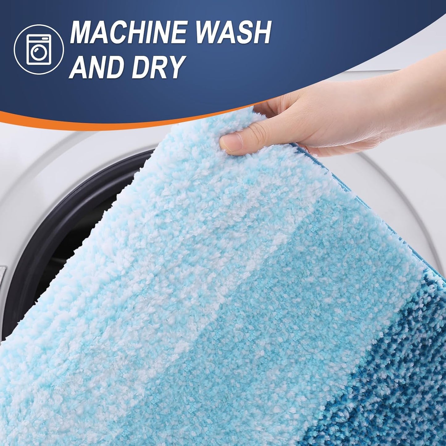 OLANLY Bathroom Runner Rug - Extra Soft Microfiber Mat with Rubber Backing | Quick Dry, Washable, 47x20, Peacock Blue