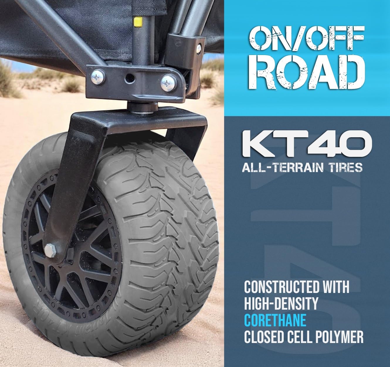 All-Terrain Beach Wagon with Big Wheels for Sand - Extra Large Utility Cart with 9" Off-Road Tires, Heavy Duty 300lb Capacity [Outlander-XL by Stratton Forge] Black