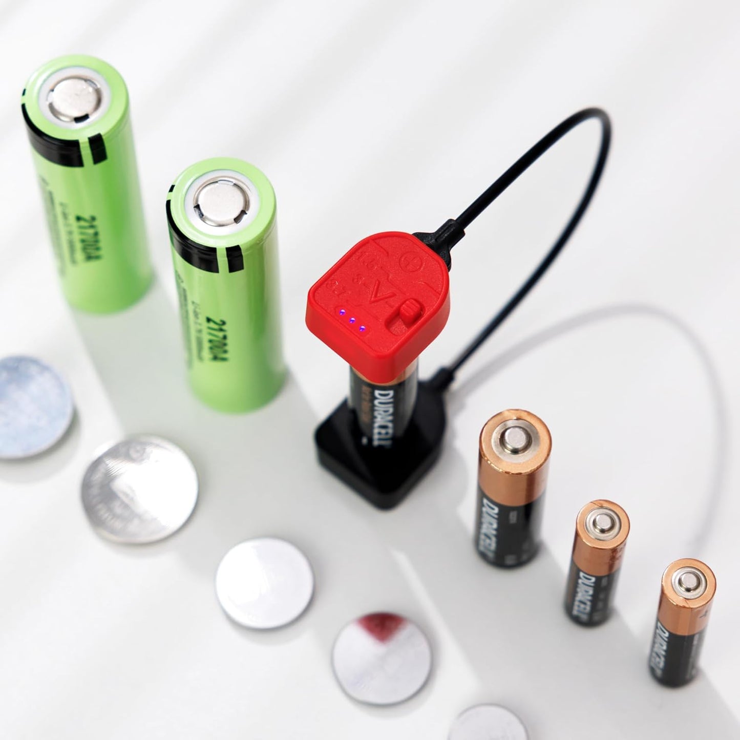 Kiorafoto CR2032, 3 CR2025 CR2450 LR44 1.5V 3V 3.7V Portable Magnetic Battery Tester for AA AAA C Compact Universal