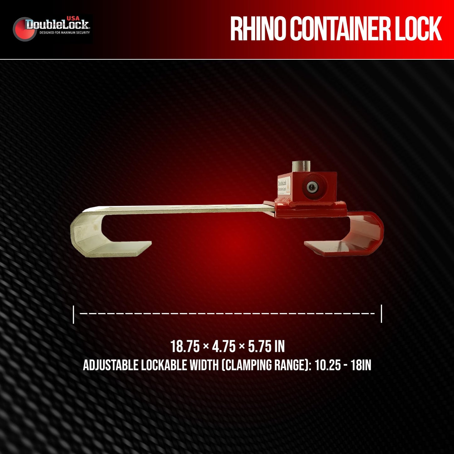DoubleLock Rhino Ultra-Duty Container Security –(Expandable) High-Visibility Red Anti-Theft Device for Trailers, Storage Units, and Trailers. Cargo, Freight, Fence, Storage Lock.