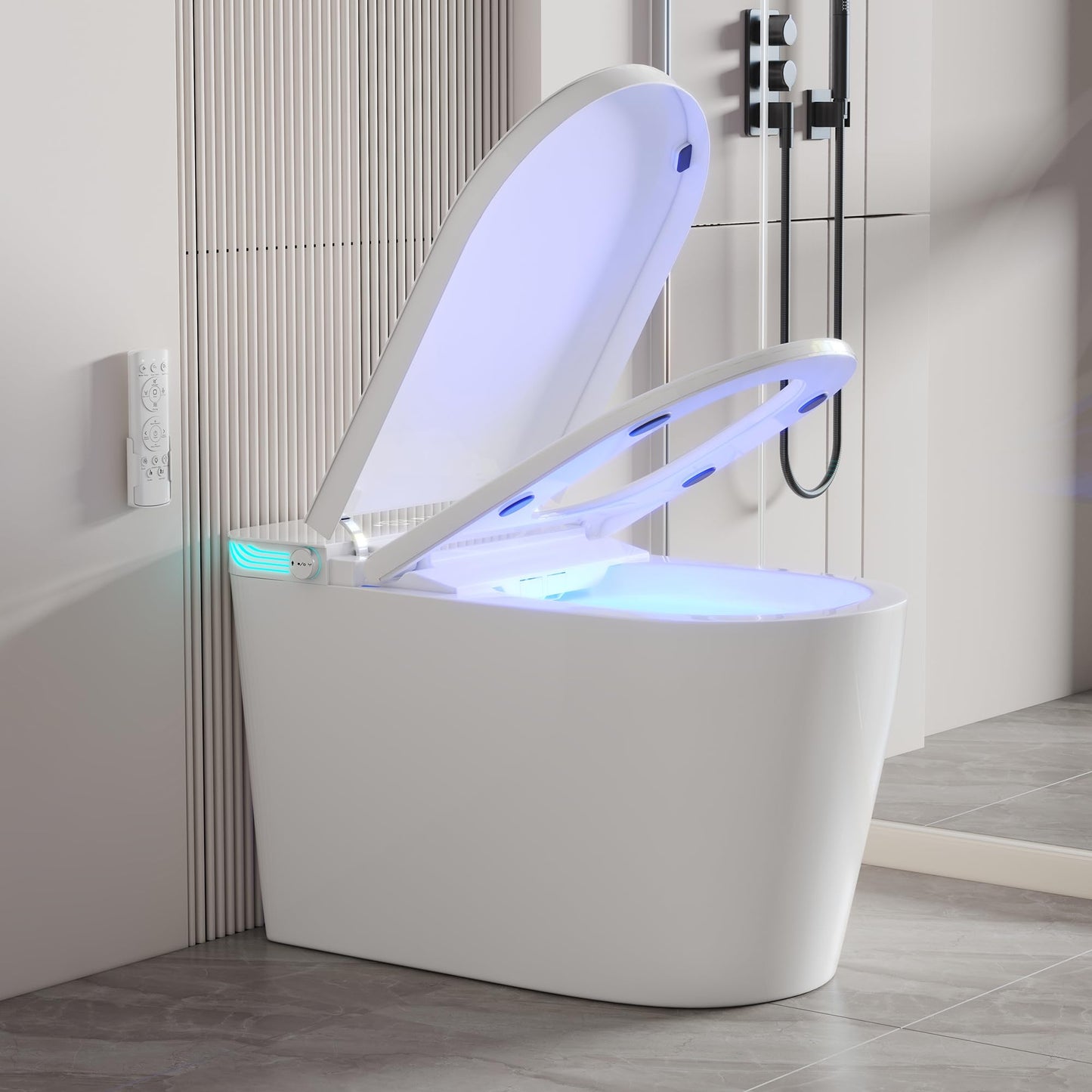 Smart Toilet with Bidet Built In, Elongated Heated Seat, Auto Flush, Manual Soft-Close Seat&Lid, Warm Water Wash&Air Dry, Electric One Piece Toilet for Bathroom with Siphon Dual Flush 0.8/1.2 GPF