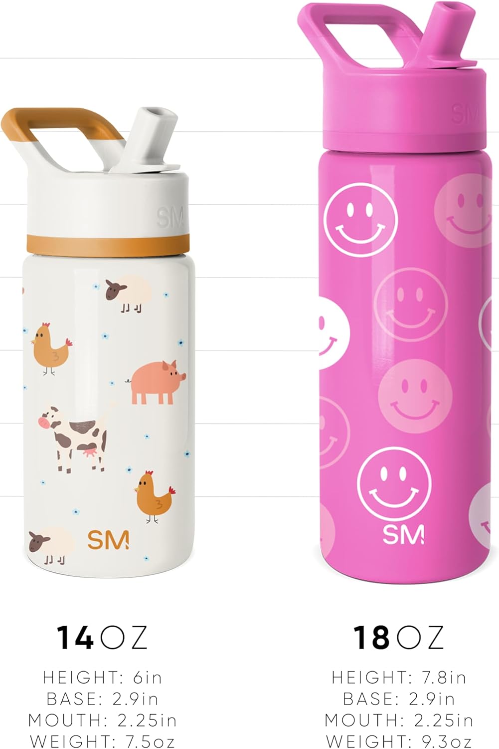 Simple Modern Kids Summit Water Bottle - Insulated 14oz Stainless Steel Tumbler with Straw Lid | Bluey Checkmate