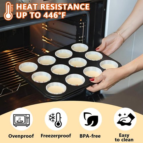 Heavy Duty Steel Muffin Tin Set by [Brand Name] - 12-Well Nonstick Cupcake Pans | Set of 2