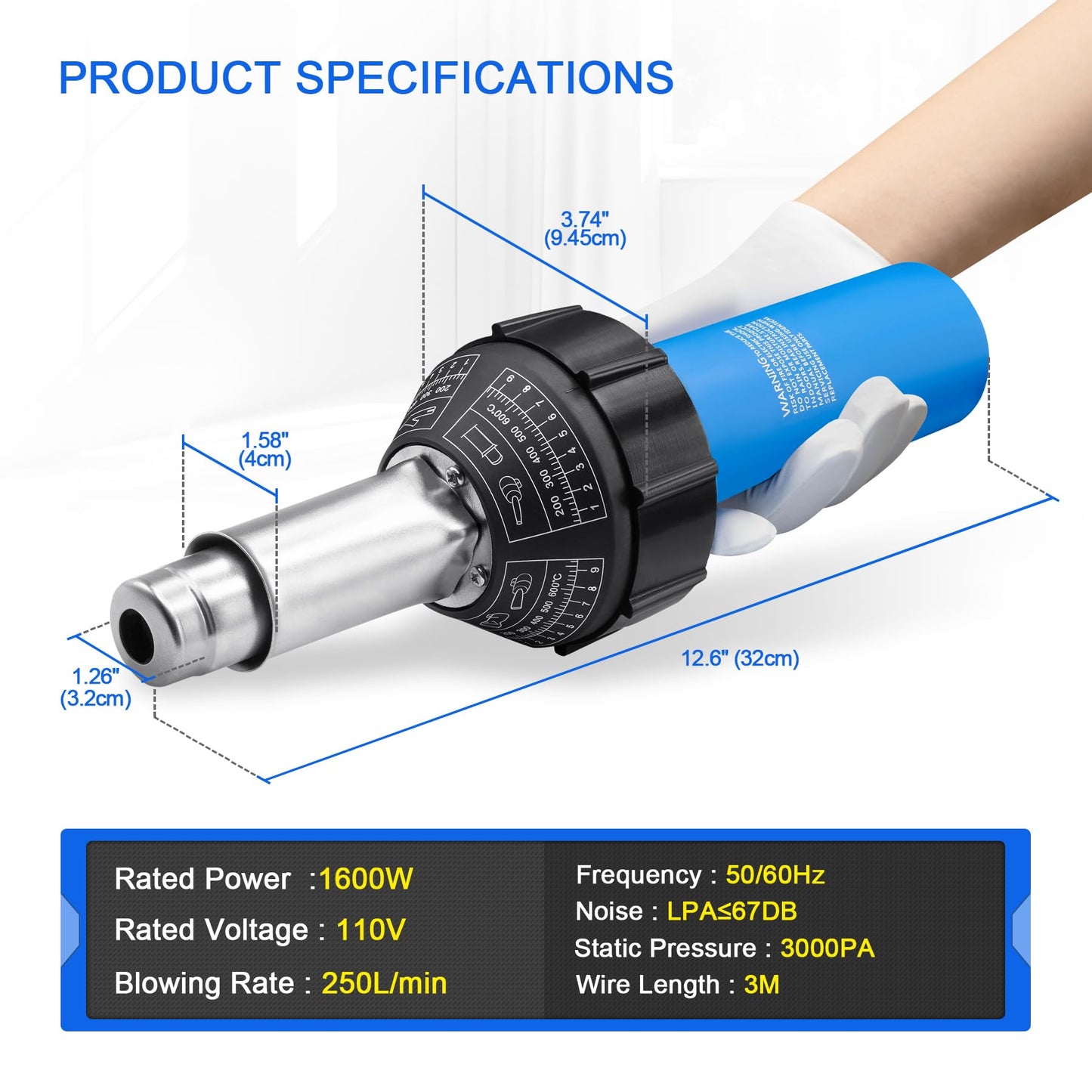 SWIGRANCE Hot Air Plastic Welder 1600W, Complete Accessories & Nozzles for Plastic Welding Roofing Kit 110V, Vinyl PVC TPO Roof Handheld Hot Air Heat Gun Plastic Welding Torch