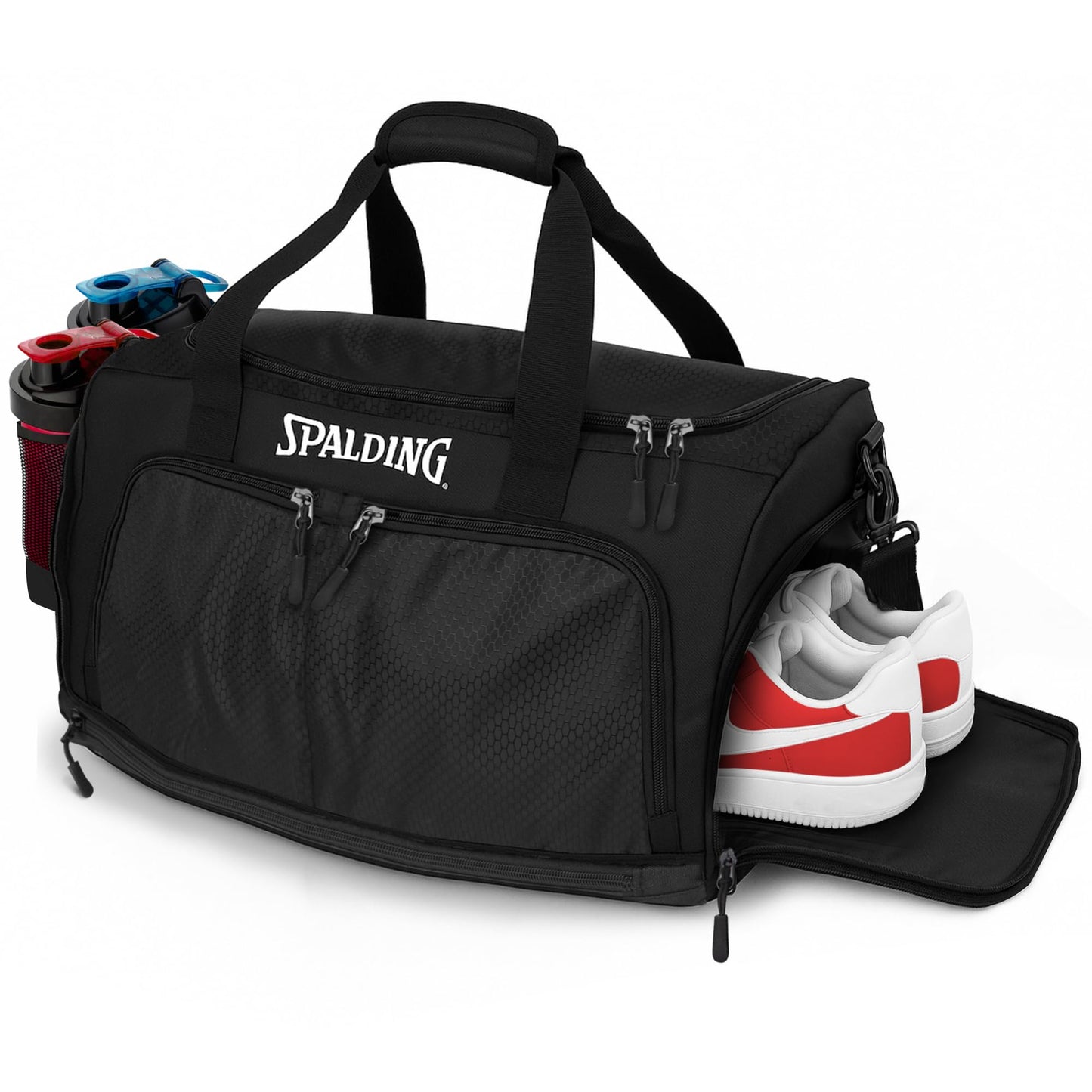 Spalding Gym Bag for Men & Women Duffle Bag with Wet & Shoe Compartment - 55L Capacity Large Workout Bags for Travel, Sports
