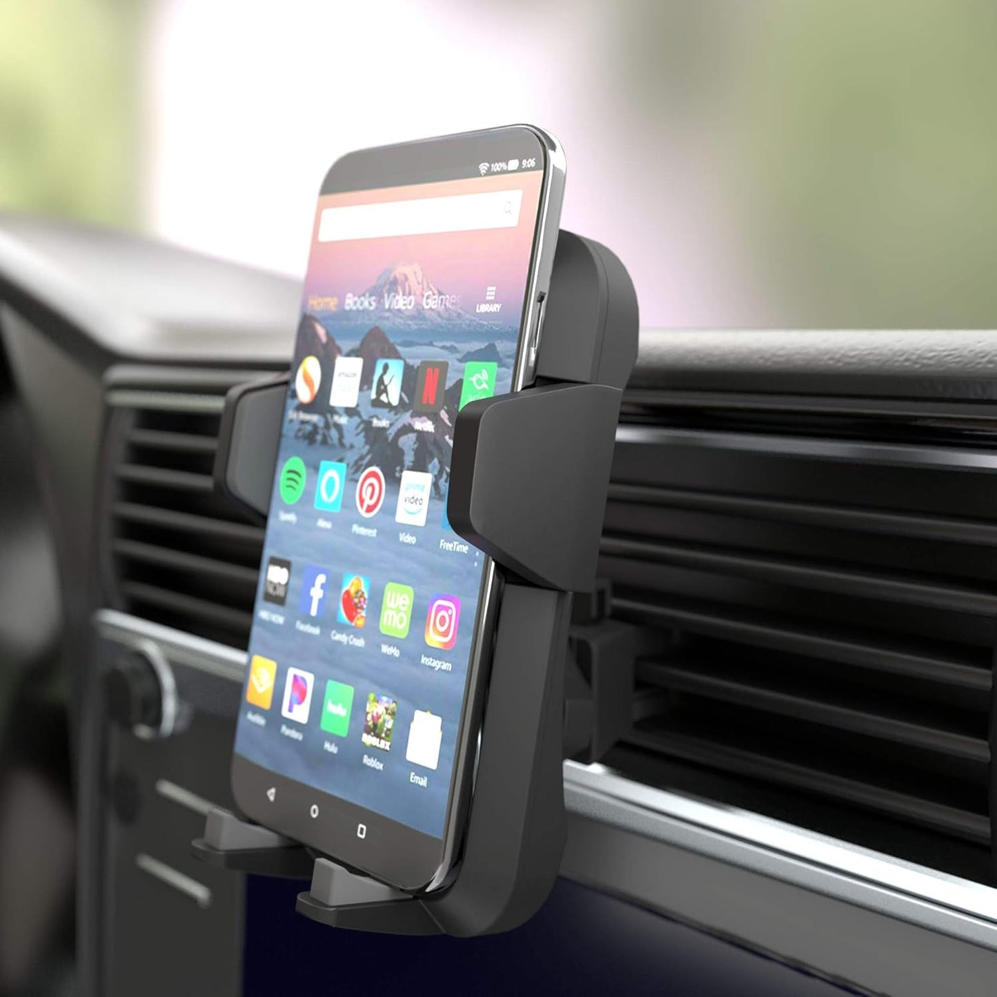 Amazon Basics 360 Universal Portable Smartphone Holder for Car, Air Vent Mount, Rotation, Easy to Install, One-Handed