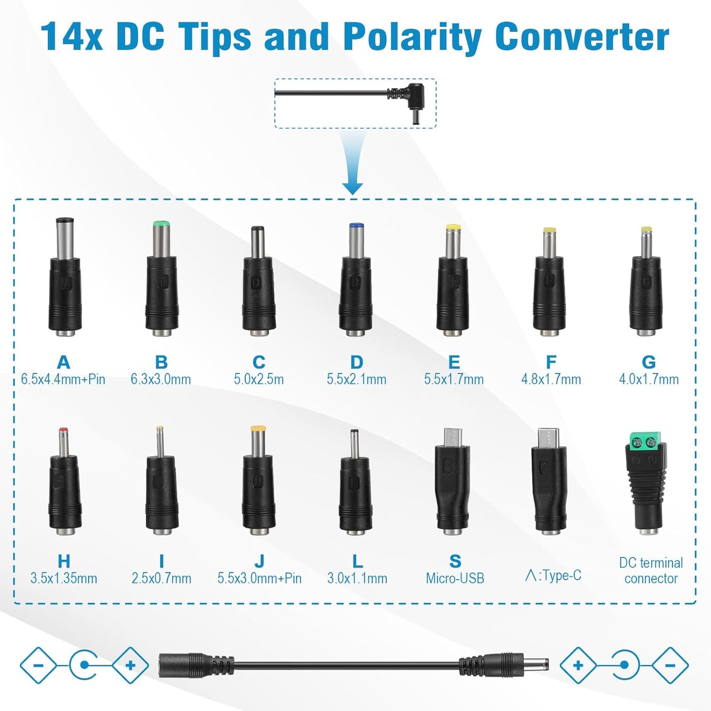 LQYLXR 3V~12V 12A 144W Adapter,3V 4V 5V 6V 7V 8V 9V 10V 11V 12V, 14 Universal Power Supply Adjustable Variable