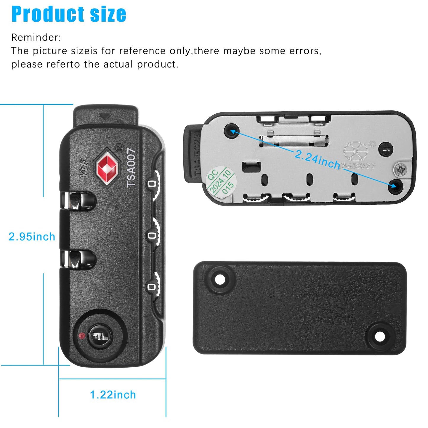 Cogguepe 2 PCS TSA Approved Combination Lock, Suitable for Luggage,Backpacks, Handbags, with 2PCS Spare TSA-007 Key