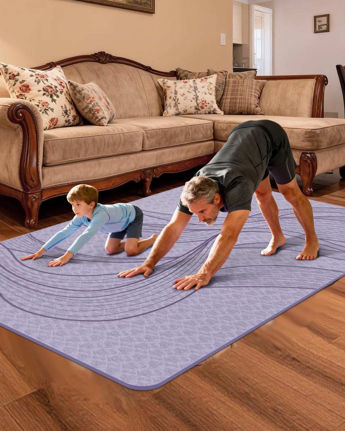 Large Yoga Mat (75.5"x47.6"x0.4"）Extra Wide & Thick 10mm, Non-Slip Exercise Mat, High-Density TPE Mat for Yoga Pilates & Home Gym Workouts(purple)