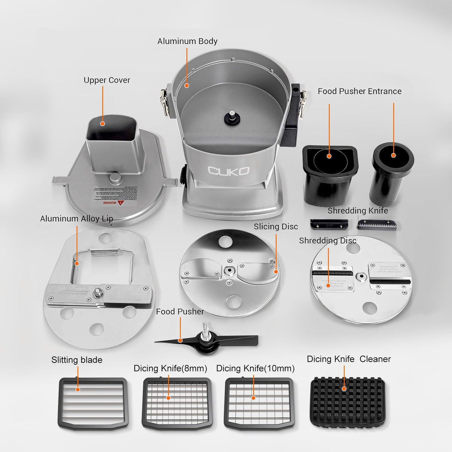 CUKO 4-in-1 Electric Vegetable Chopper, 200W Multifunctional Food Processor, Electric Vegetable Slicer & Dicer with Slicing Shredding Dicing Striping for Home & Commercial Use