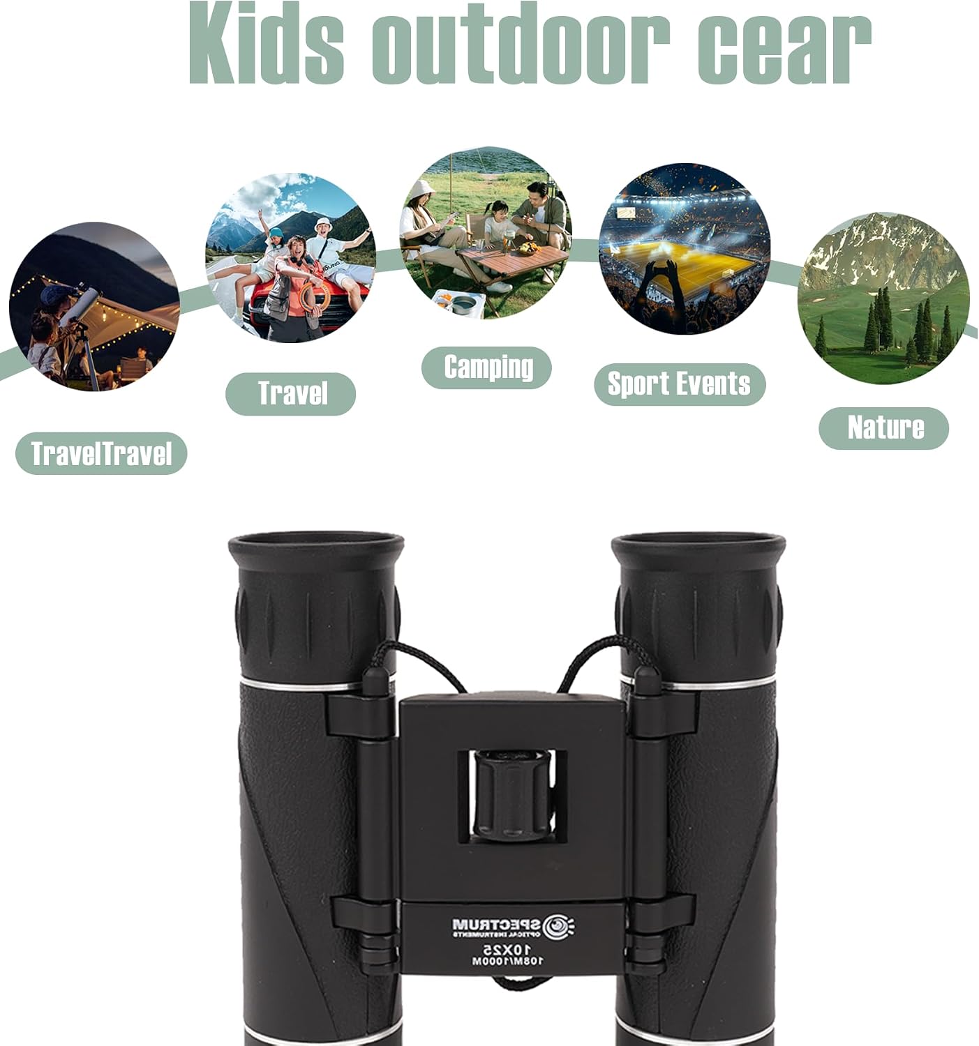 Spectrum Optical Instruments Kids,10X25 8-12, 5-7 SpectrumOI Binocular for Kid Binoculars, Binoculars for Kids Toy