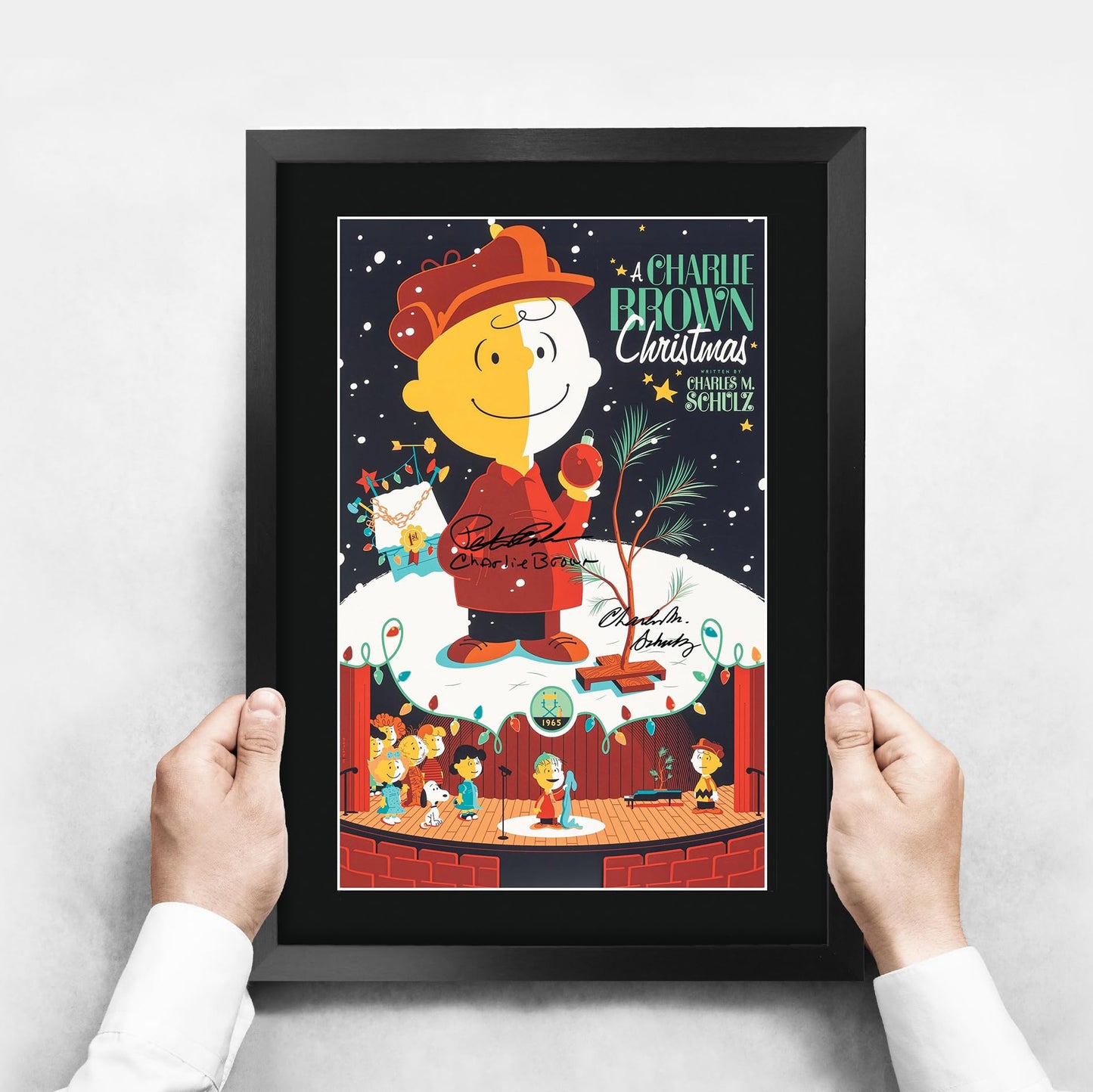 HWC Trading A Charlie Brown Christmas (1965) Gifts Printed Poster Signed Autograph Picture for Movie Memorabilia Fans - 16" x 12" Framed