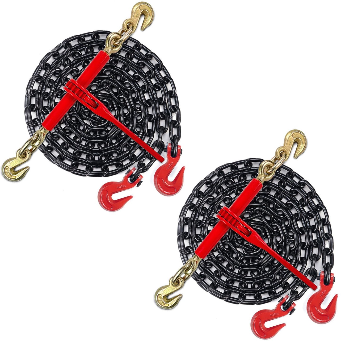 AYMMIC 3/8"-1/2" Ratchet Load Binder and 3/8inch|G80|20FT Tow Chain Kit, Load Binder with 9,200Lbs Working Load Limit, Binder Chain with Grab Hook, Tie Down Loads to A Truck or Flatbed Trailer