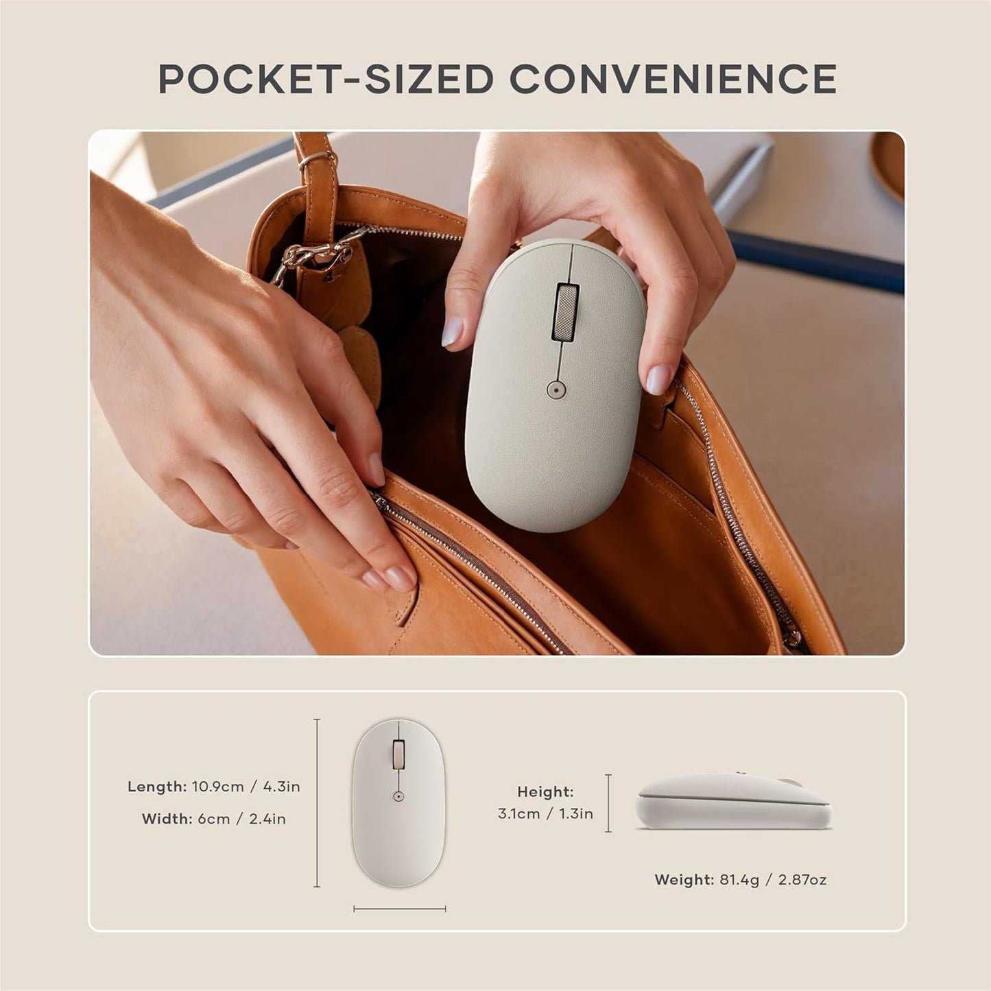 Satechi 3 OntheGo Bluetooth Mouse with USB C Rechargeable Battery, Connect up Devices, Compact and Portable Wireless