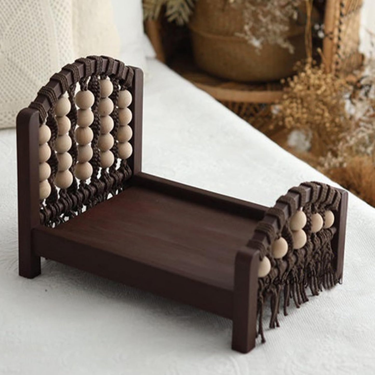 Lily Brown Photography Props Wooden Bed Baby Photoshoot Props Bed Baby Photo White Wood Bed for Photography Baby
