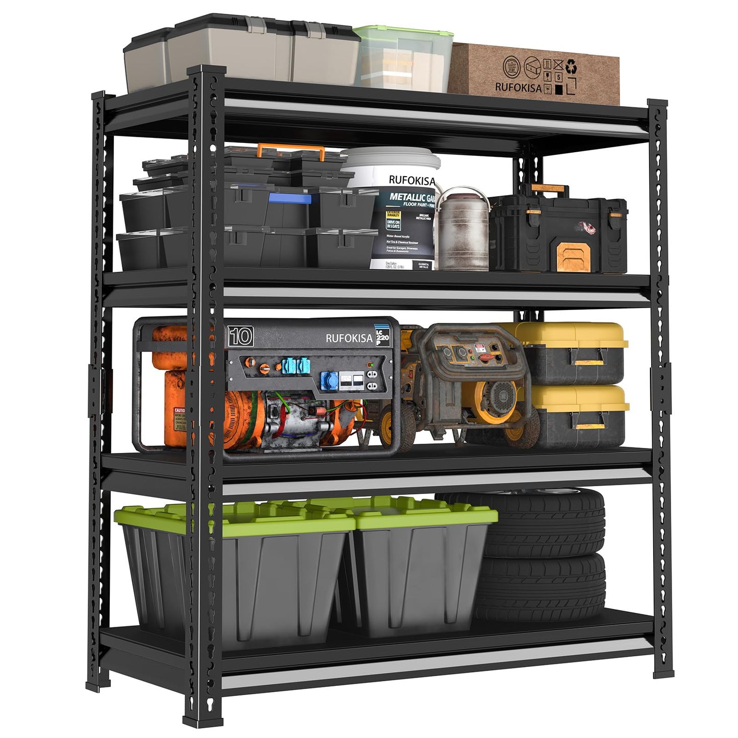 Rufokisa 40" W Garage Shelving Heavy Duty，1800LBS Loads Metal Shelving Units and Storage,4-Tier Garage Storage Shelves Heavy Duty, Industrial Utility Shelves,40”W x 16”D x 72”H(Black)