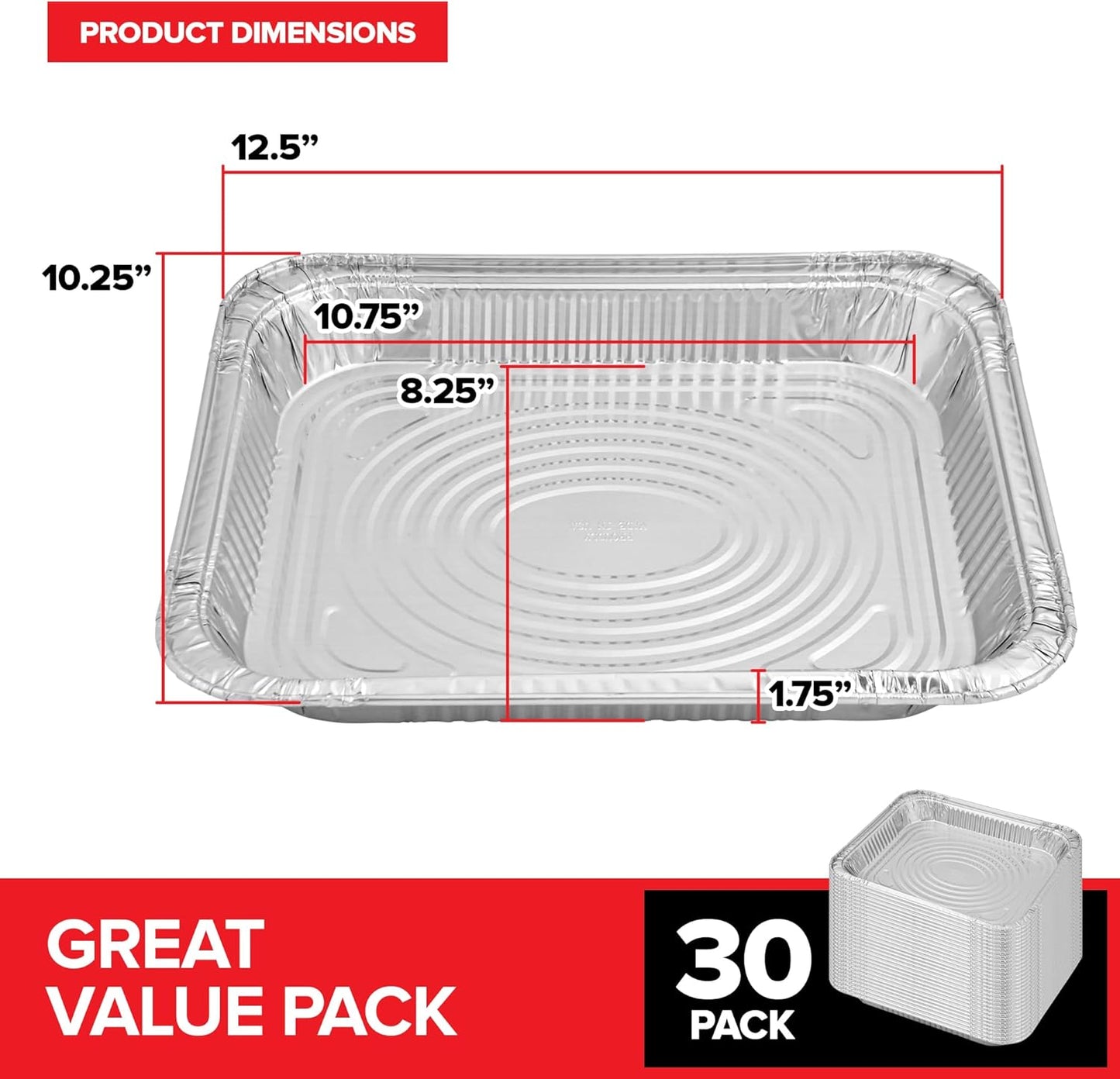 Regine Switzerland Disposable Aluminum Pans - Heavy Duty 9x13 Baking Tins | 30 Pack for Cookies, Brownies & Meals