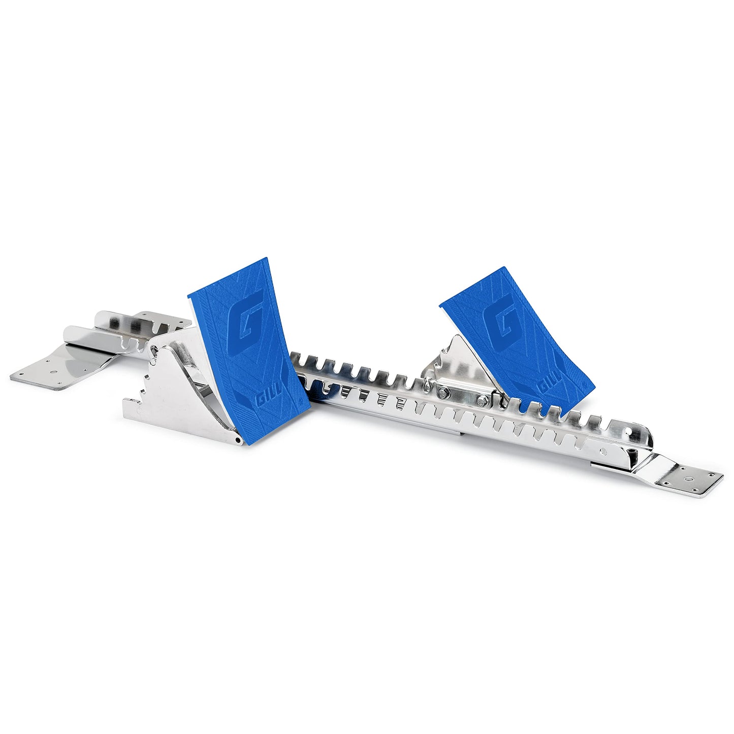 Gill Athletics S2 Starting Block 8" Tall Cast Aluminum Pedals - Designed for High Level Track & Field Competition - Pedals Feature Four Angle Adjustments - Includes 1⁄2” Pyramid Spikes - Royal Blue