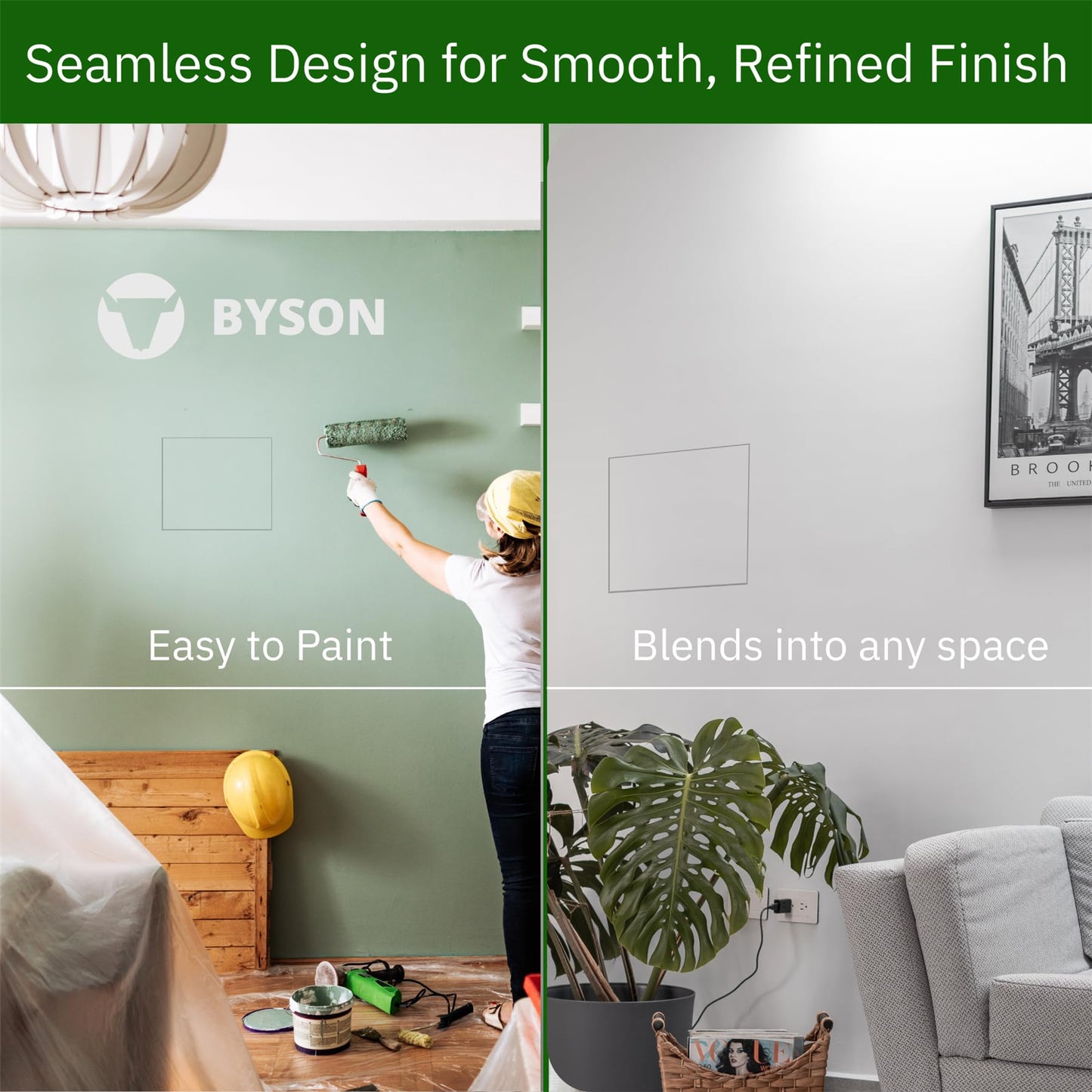 Byson Drywall Access Panel 16x16 Inches – Wall Access Door with Mud-in Flange, Heavy Duty Steel Frame, 5/8” Gypsum Inlay, Hidden Hinged Push Lock