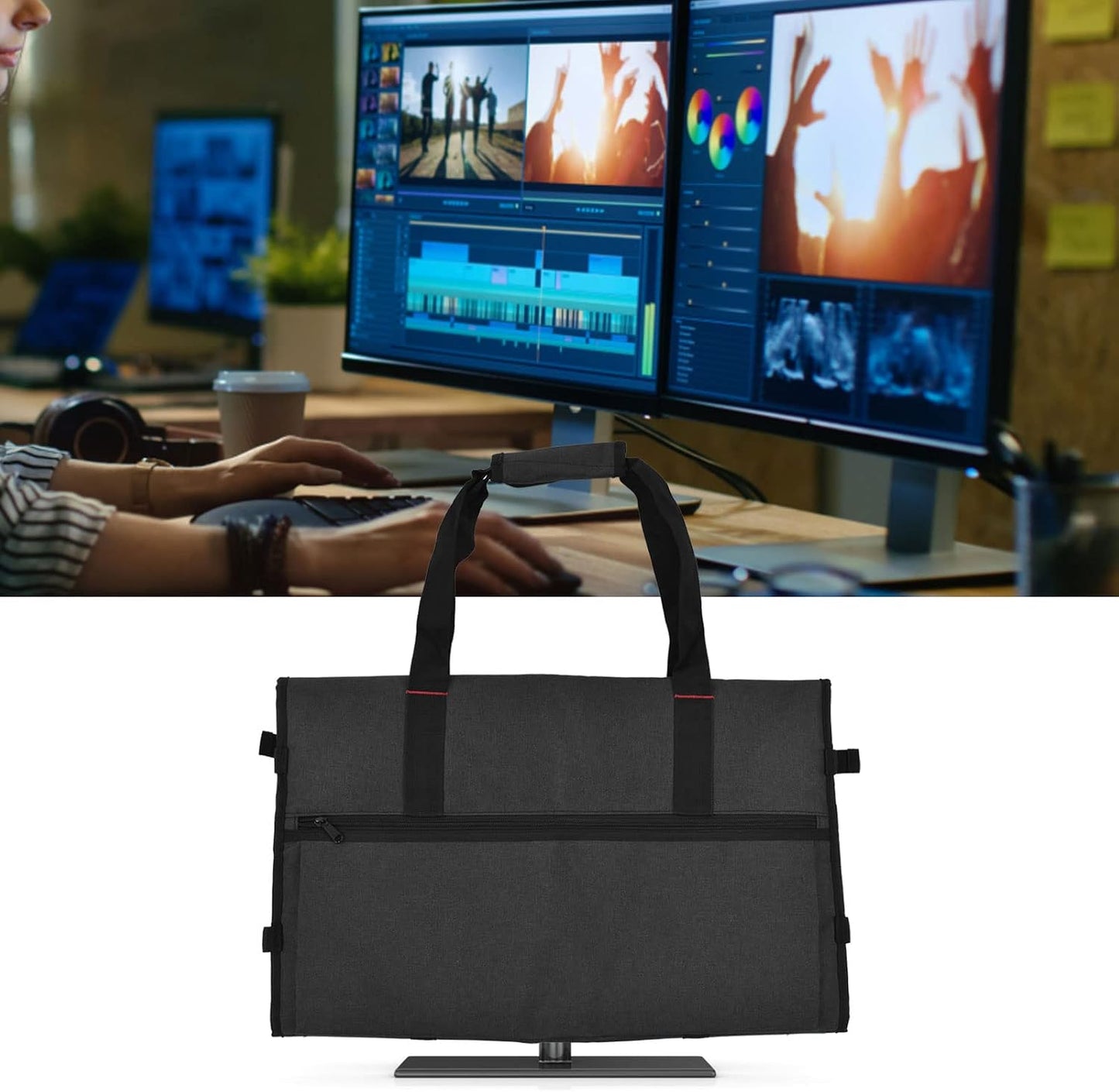 24 Inch 24" Qiilu Monitor Travel Case, Computer Monitor Bag Portable Protective Carrying Case for LCD Screens
