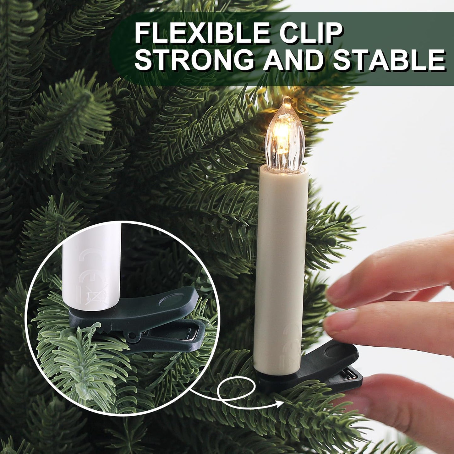 Skiennix Flameless LED Clip Candles - Battery Operated Christmas Lights with Remote Timer | 10-Pack