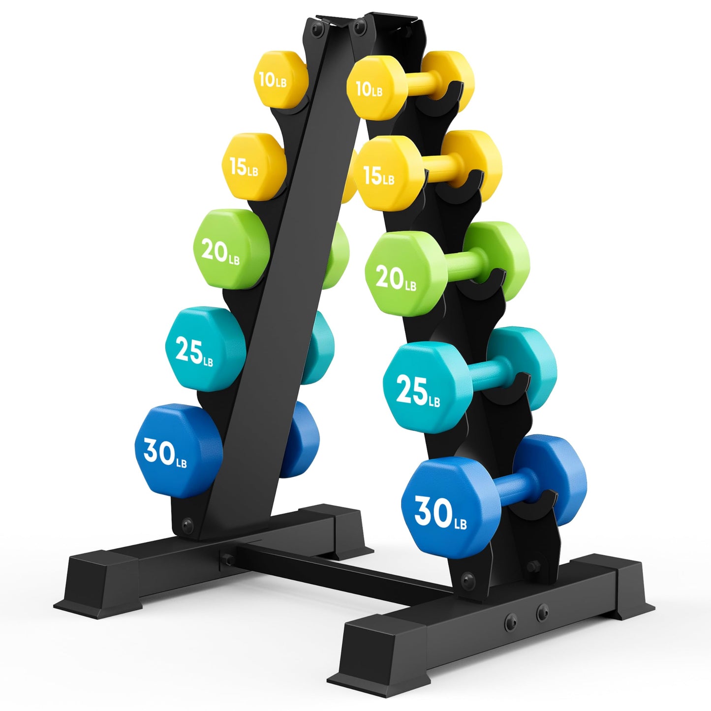 JDGG A-Frame Dumbbell Rack Stand Only, 5 Tier Steel Weight Rack for Home Gym, 300LBS Weight Capacity Compact Dumbbell Holder with Rubber Inserts, Space-Saving Gym Storage Organize