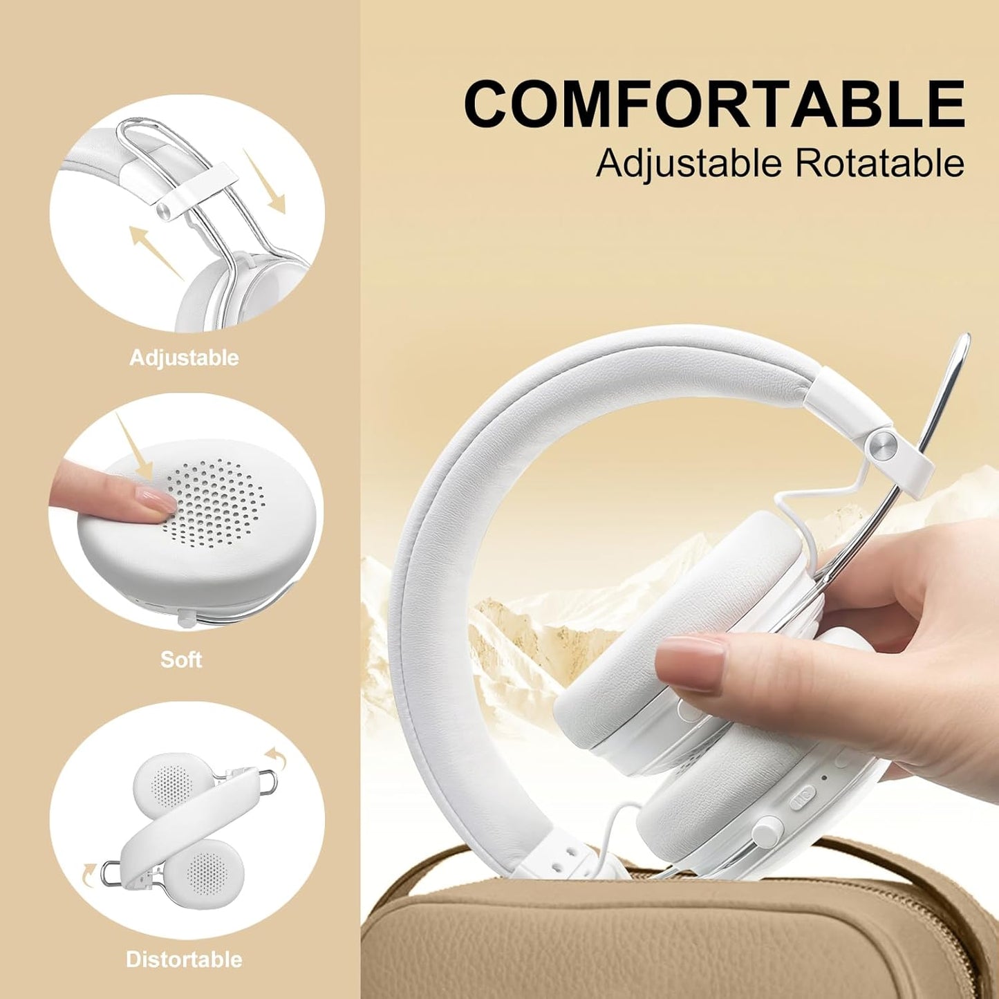 55H Wireless Bluetooth On-Ear Headphones, Active Noise Cancelling, Hi-Res Sound, Playtime, Foldable Design, Lightweight